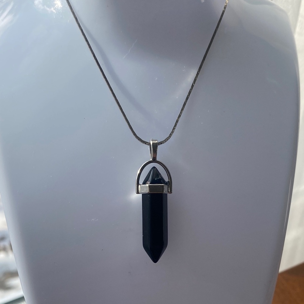 Stone amulet Black Pendant Necklace